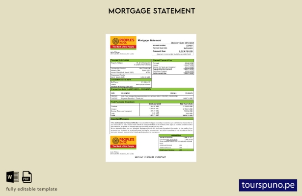 Listo para imprimir el extracto de hipoteca del Banco Popular de Sri Lanka en fo
